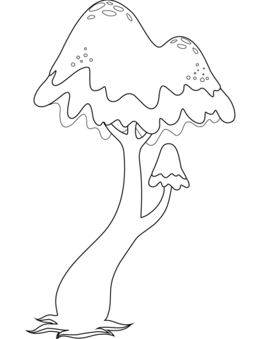 Psychedelic Mushrooms Coloring Page